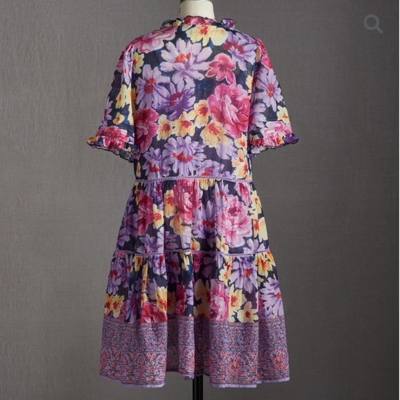 Sundance Living Fields Of Beauty Dress turquoise blue boho Flowy - Picture 2 of 3